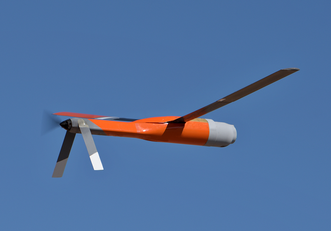 An Area-I ALTIUS air vehicle in flight at Yuma Proving Ground — the smaller ALTIUS-600 from which the larger 700-series derives.