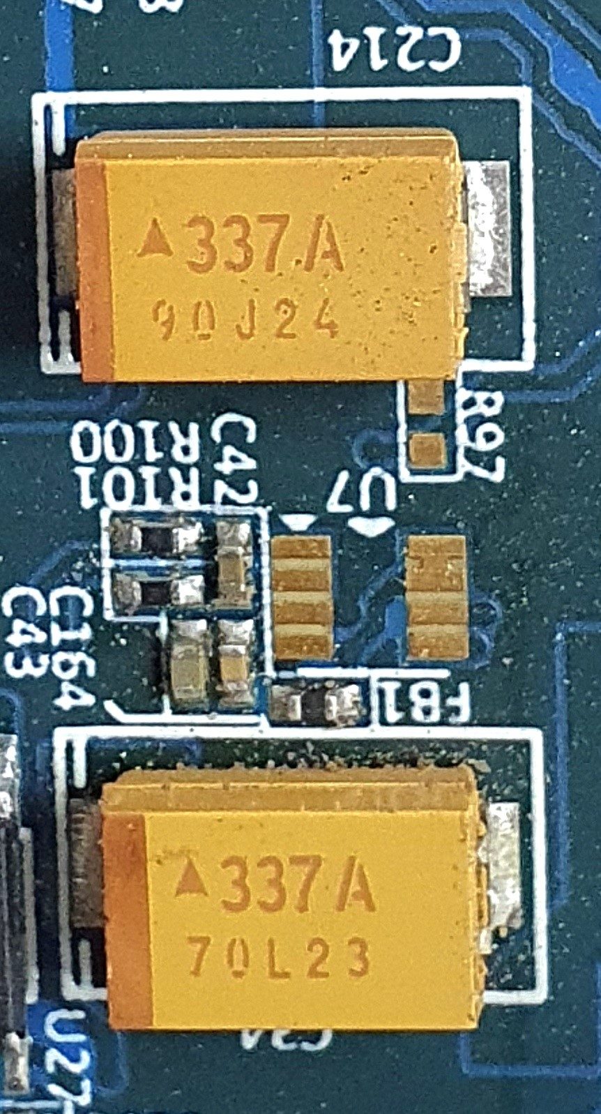 Tantalum capacitors, marked 337 А 40J24/70L23
