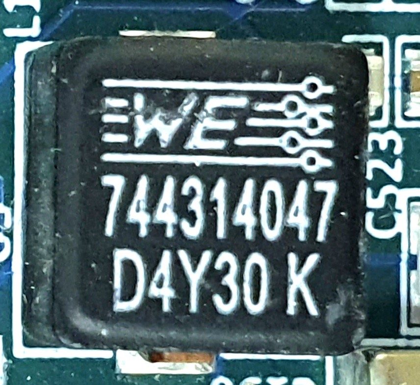Power Inductor (CMD), marked 744314047 D4Y30K