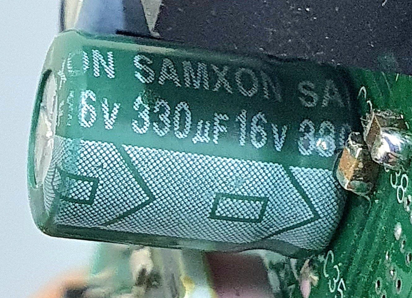 Electrolytic capacitor, marked 16V 330µF