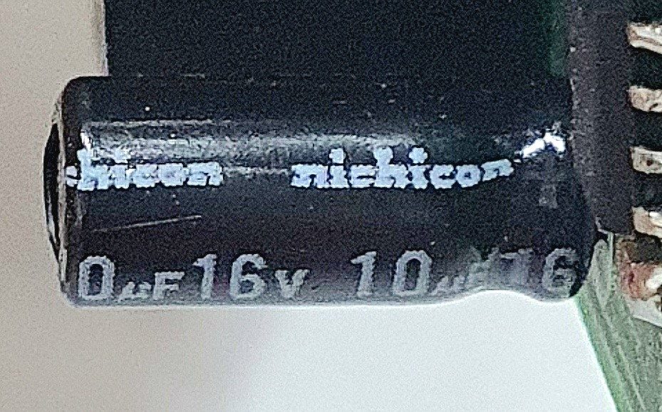 Electrolytic capacitor, marked 16V 10µF