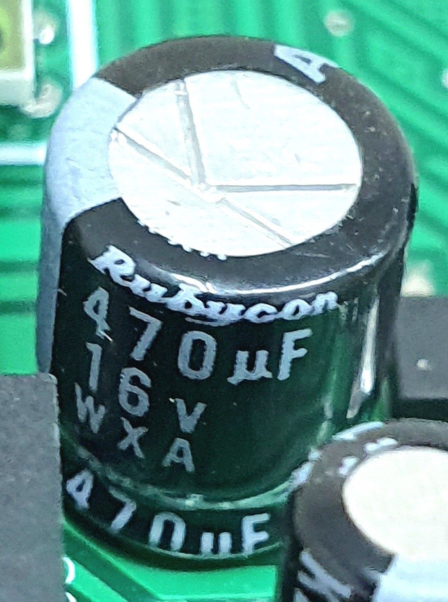 Electrolytic capacitor, marked 16V 470µF
