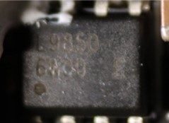 Double N-channel MOSFET, marked PJL9850 6W00 E