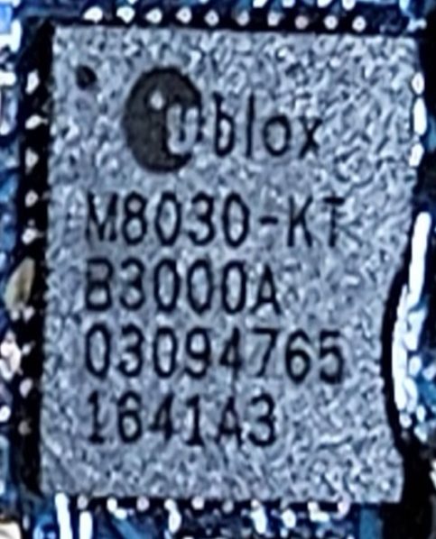 Chip 72 channel navigation receiver, marked Ublox M8030-K1 B3000A 03094765 1641A3