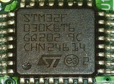 32-bit microcontroller based on the ARM Cortex-M0 core, marked STM32F030K6T6 GQ2029C CHN 24614