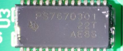 Voltage regulator with two outputs, marked PS767D301 22T AE8S