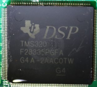 A 32-bit real-time microcontroller for signal processing, marked DSP TMS320 F28335PGFA G4A-2AACOTW G4