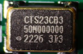 Quartz generator 50 MHz, marked CTS23CB3 50M000000 2226 3I3