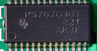 Voltage regulator with two outputs, marked PS767D301 22T AK3F