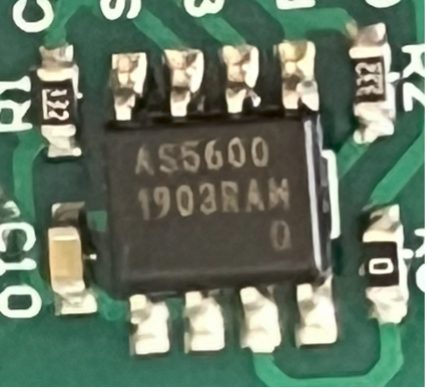 Non-contact magnetic angle sensor with interface, marked AS5600 1903RAM