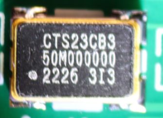 Quartz generator 50MHz, marked CTS23CB3 50M000000 2226 3I3