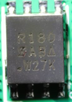 SiR180DP N-channel MOSFET, marked R180 SABA W27K
