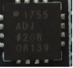 Low voltage linear regulator, marked 1755 ADJ #208 08139