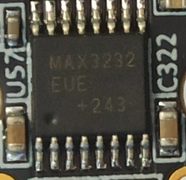 Multichannel RS-232 line driver and receiver, marked MAX3232 EUE +243