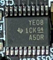 8-bit bidirectional voltage translator, marked TXB0108PW YE08 1CKG4 A5DR