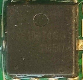 N-channel MOSFET, marked SE10070GG 210507