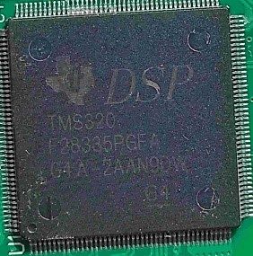 A 32-bit real-time microcontroller for signal processing, marked TMS320 F28335PGFA G4A-2AAN9DTW G4