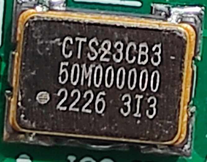 Quartz generator 50MHz, marked CTS23CB3 50M000000 2226 3I3