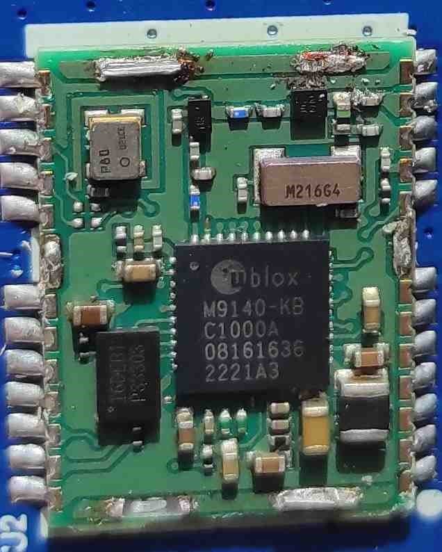 GNSS module NEO-M9N based on the receiver M9140-KB, marked Ublox M9140-KB C1000A 08161636 2221A3