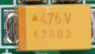 Tantalum Capacitor, marked 476 V 63AB2