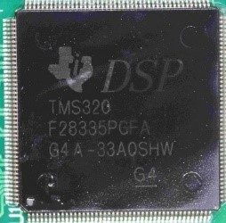 A 32-bit real-time microcontroller for signal processing, marked TMS320 F28335PGFA G4A-33A0SHW G4