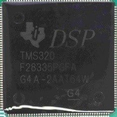 A 32-bit real-time microcontroller for signal processing, marked TMS320 F28335PGFA G4A-2AAT64W G4