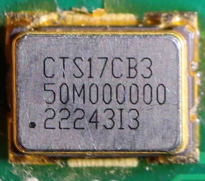 Quartz generator 50MHz, marked CTS17CB3 50M000000 22243I3
