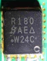 N-channel MOSFET, marked SiR180DP R180 SAE∆ W24C