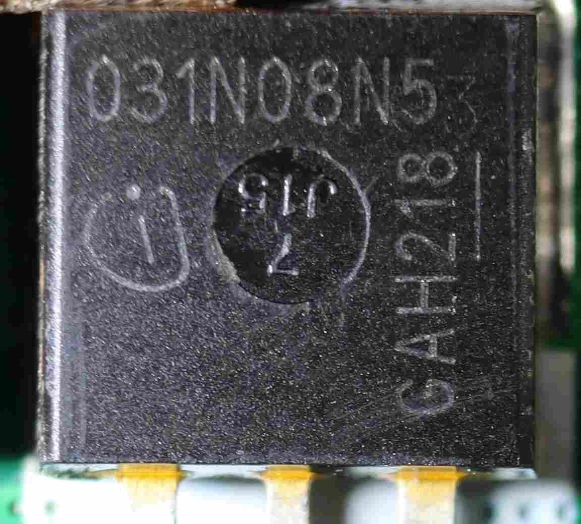 N-channel MOSFET 80V 120A, marked 031N08N5 GAH218