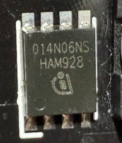 N-channel MOSFET, marked 014N06NS HAM928