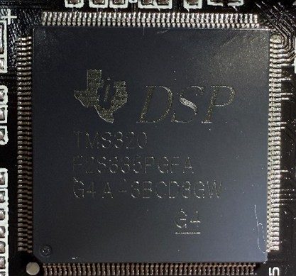 A 32-bit real-time microcontroller for signal processing, marked TMS320 F28335PGFA G4A-3BCD3GW