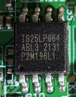 Flash memory, marked IS25LP064 ABL3 2131 P2M196L1