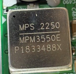 DC/DC power module with integrated inductor, marked MPS 2250 MPM3550E P1833488X