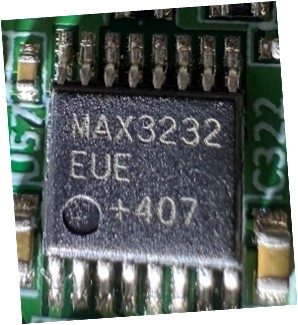 RS232 Transceiver, marked MAX3232 EUE +407