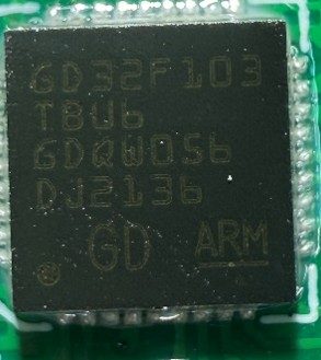 Microcontroller, marked GD32F103TBU6 GDQW056 DJ2136 GD