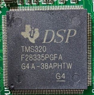 A 32-bit real-time microcontroller for signal processing, marked TMS320 F28335PGFA G4A-3APHTW G4