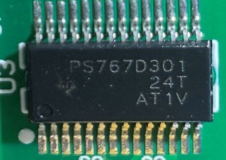 Voltage regulator with two outputs, marked PS767D301 24T AT1V