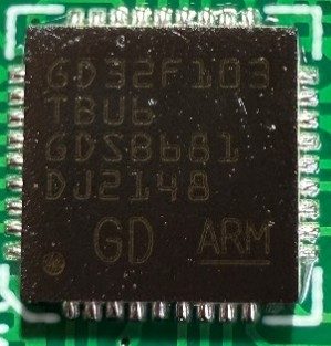 Microcontroller 32-bit, marked GD32F103 TBU6 GDSB681 DJ2148 GD