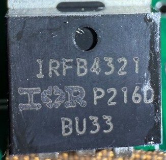 N-channel MOSFET, marked IRFB4321 P216D BU33