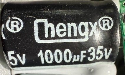 Electrolytic capacitor, marked 1000uF 35V