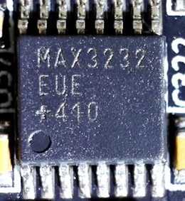 Multichannel RS-232 line driver and receiver, marked MAX3232 EUE +410
