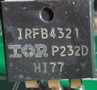 N-channel MOSFET, marked IRFB4321 P232D HI77