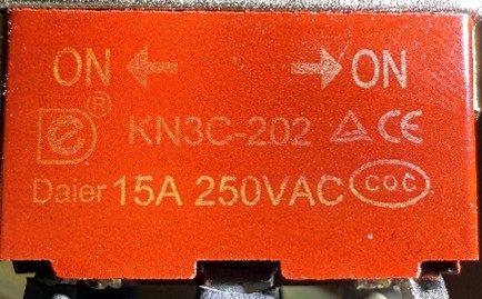 Switch, marked KN3C-202 Daier 15A 250VAC