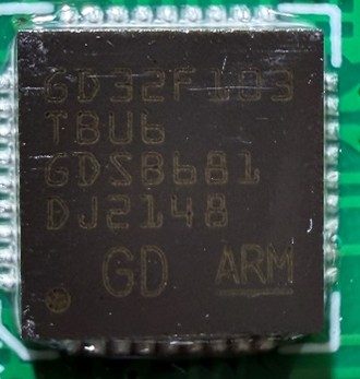 Microcontroller 32-bit, marked GD32F103 TBU6 GDS8681 DJ2148 GD