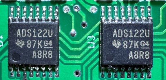 Analog-to-Digital Converter 24 bit, marked ADS122U 87K G4 A8R8