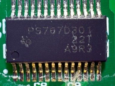 Voltage regulator with two outputs, marked PS767D301 22T A9R3