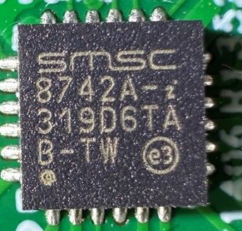 10/100 Ethernet Transceiver, marked LAN8742A SMSC 8742A-i 319D6TA B-TW