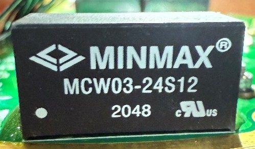 DC/DC converter, marked MCW03-24S12 2048