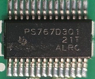 Voltage regulator with two outputs, marked PS767D301 21T ALRC