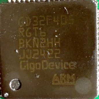 Microcontroller, marked GD32F405 RGT6 BKN2HH JJ2422 GigaDevice